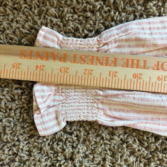 Sundance Julia Top Size‎ S Gingham Shirt Smocked Peplum Blouse Boho Peach Pink - Picture 7 of 9